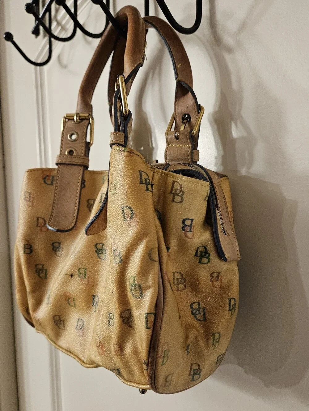 Vintage Y2K Dooney & Bourke Rainbow Doodle Monogram Satchel Bag